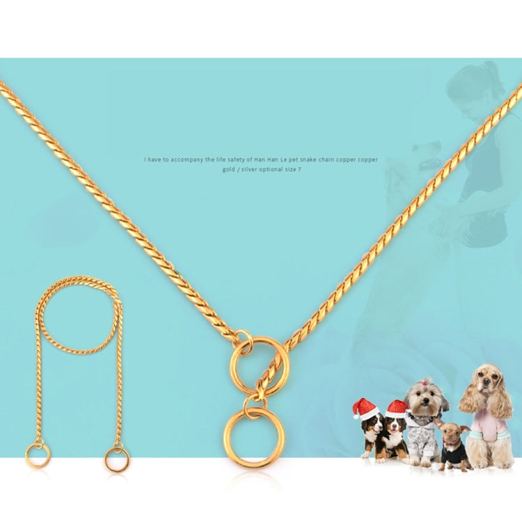 Pet Collars Pet Neck Strap Dog Neckband Snake Chain Dog Chain  Solid  Metal Chain Dog Collar，Length:65cm (Gold)