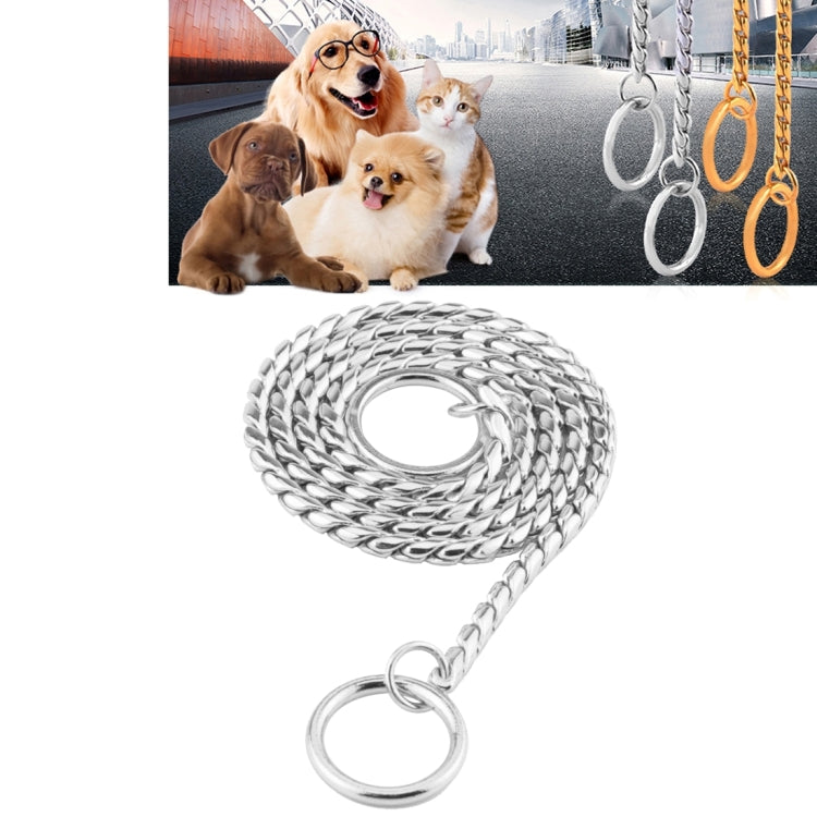 Pet Collars Pet Neck Strap Dog Neckband Snake Chain Dog Chain  Solid  Metal Chain Dog Collar，Length:65cm (Silver)
