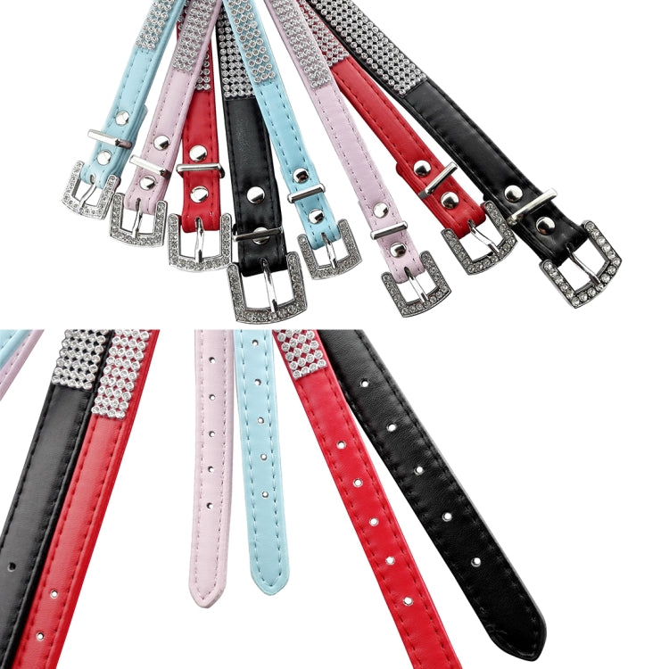 Rhinestone PU Soft Breathable Dog Harness Pet Vest Dog Chest Strap Leash Dog Collar, Size: M (Red)