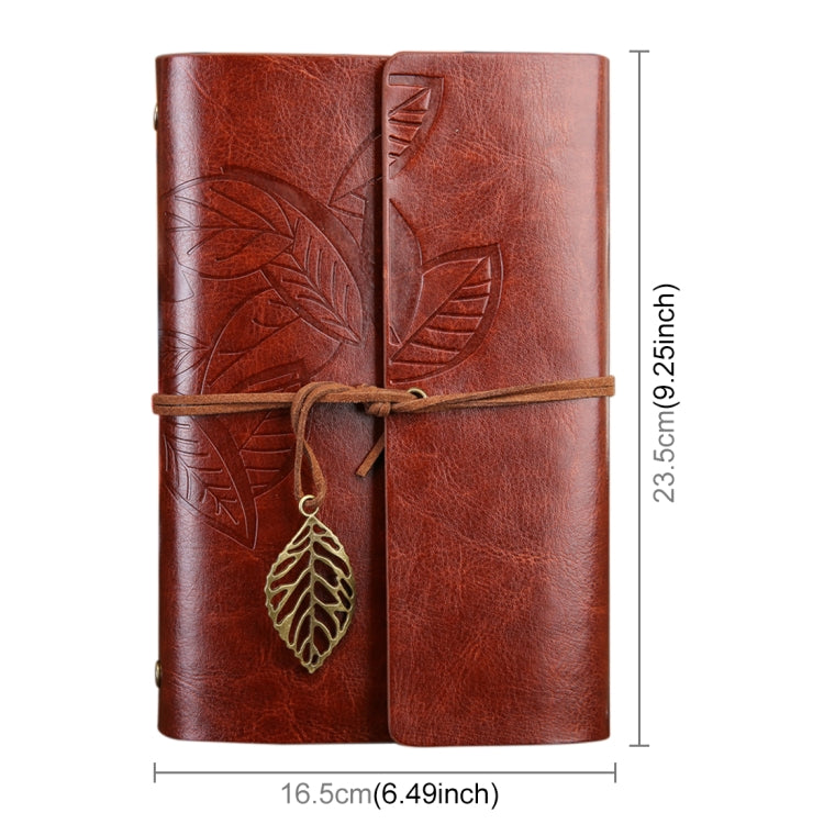 Creative Retro Autumn Leaves Pattern Loose-leaf Travel Diary Notebook, Size: L (Brown)