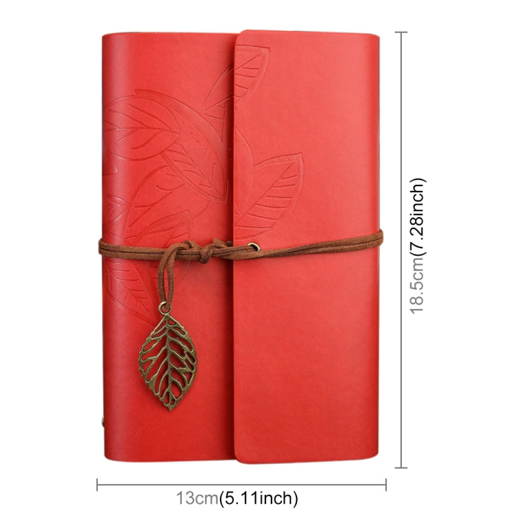 Creative Retro Autumn Leaves Pattern Loose-leaf Travel Diary Notebook, Size: M (Red)