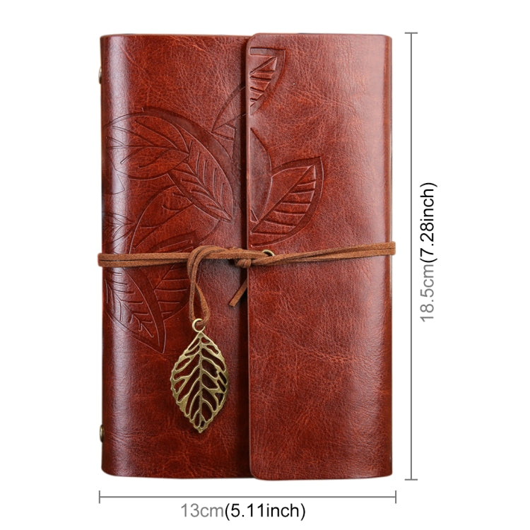 Creative Retro Autumn Leaves Pattern Loose-leaf Travel Diary Notebook, Size: M (Brown)