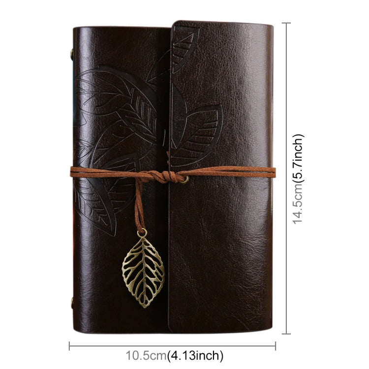 Creative Retro Autumn Leaves Pattern Loose-leaf Travel Diary Notebook, Size: S (Brown)