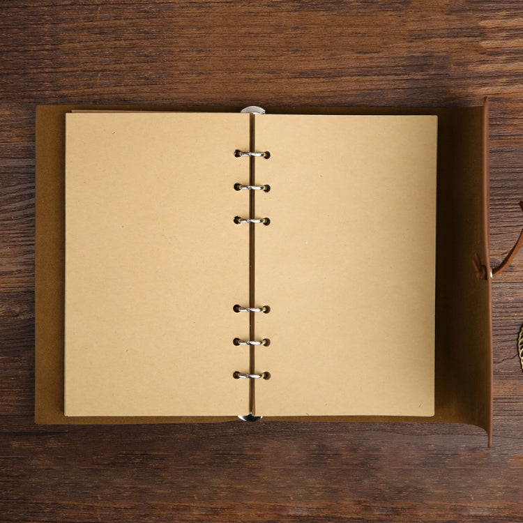 Creative Retro Autumn Leaves Pattern Loose-leaf Travel Diary Notebook, Size: S (Brown)