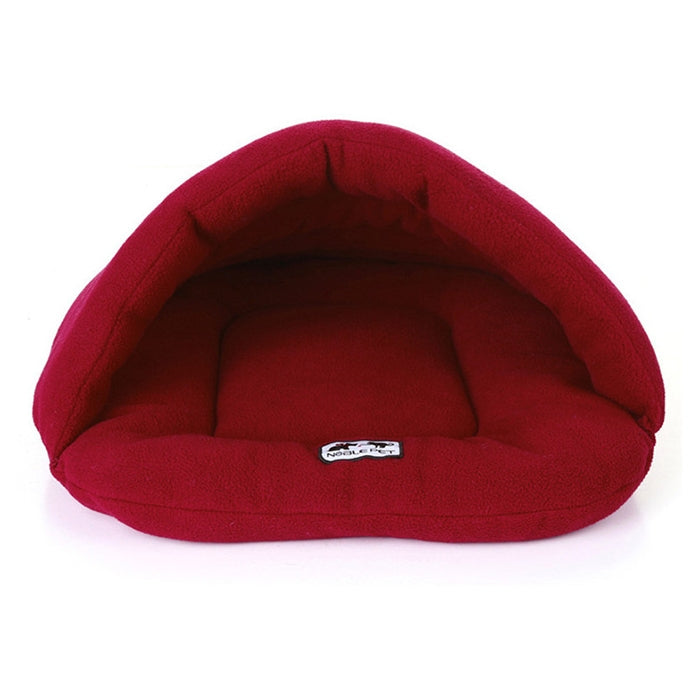 Slipper Shape Polar Fleece Warm Thicken Pet Dogs Cats House Size: L, 58×68×32cm(Wine Red)