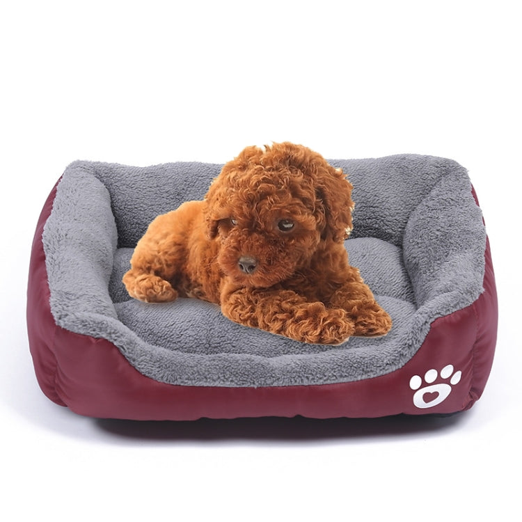 Candy Color Four Seasons Genuine Warm Pet Dog Kennel Mat Teddy Dog Mat, Size: M, 54×42×12cm (Wine Red)