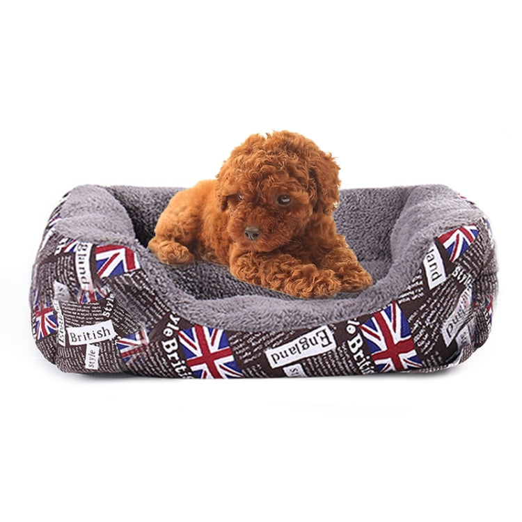 National Flag Four Seasons Genuine Warm Pet Dog Kennel Mat, Size: L, 66×50×14cm(Coffee)