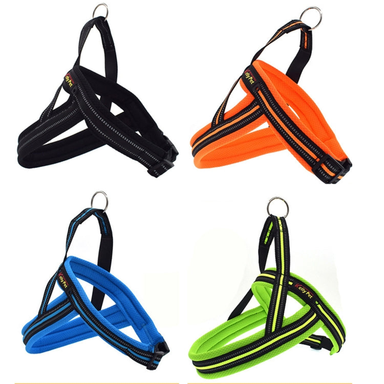 Pet Dogs A7 Reflective Polyester Chest Harness Lead Leash Traction Big Dogs Safety Chain Rope Collar, Size: S, 2.0*50*62cm (Black)