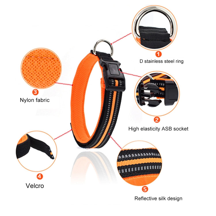 Pet Dogs Polyester Reflective Breathable Pets Collar Traction Lead Leash, Size: S, 2.0*35*40cm (Orange)