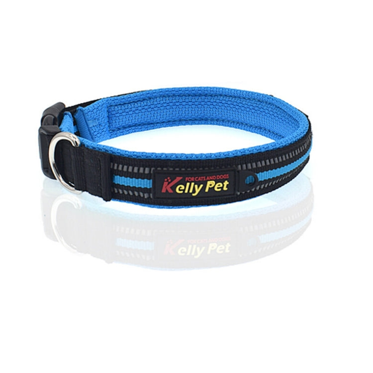 Pet Dogs Polyester Reflective Breathable Pets Collar Traction Lead Leash, Size: S, 2.0*35*40cm (Blue)