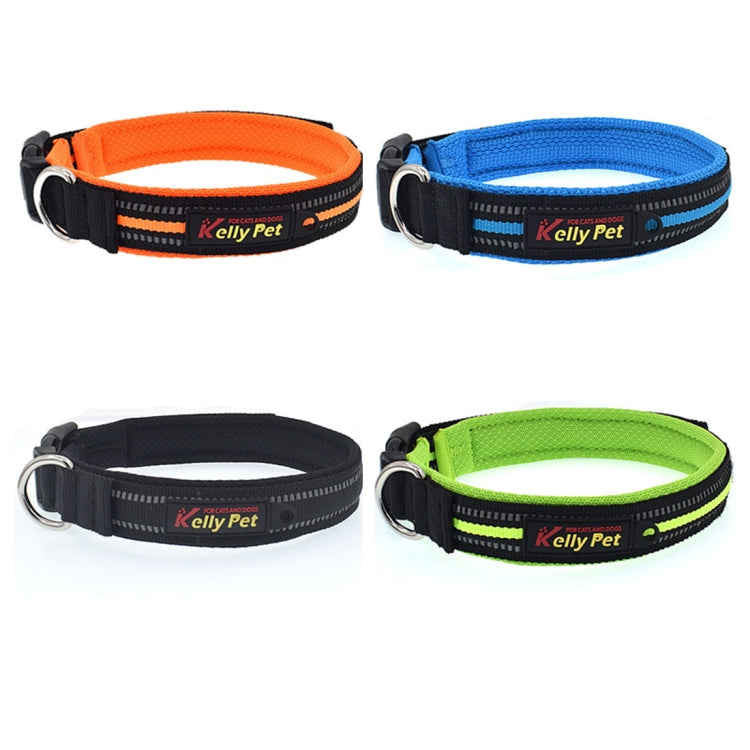 Pet Dogs Polyester Reflective Breathable Pets Collar Traction Lead Leash, Size: M, 2.5*42*47cm (Blue)