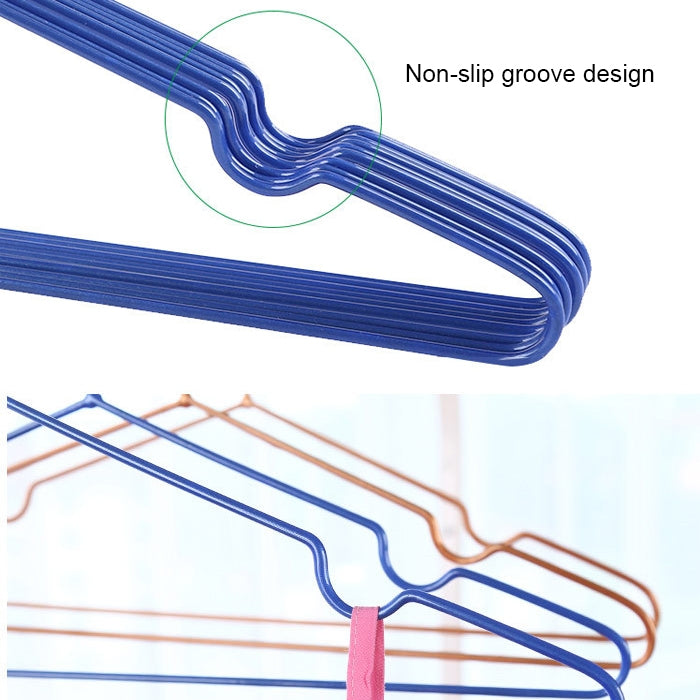 10pcs Household Stainless Steel PVC Coating Anti-skid Traceless Clothes Drying Rack (Gold)