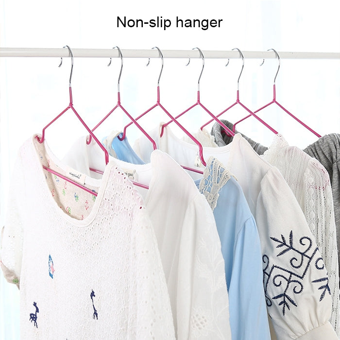 10pcs Household Stainless Steel PVC Coating Anti-skid Traceless Clothes Drying Rack (Gold)