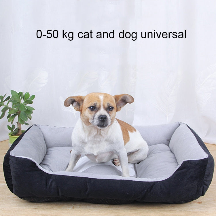 Dog Bone Pattern Big Soft Warm Kennel Pet Dog Cat Mat Blanket, with Rattan Mat & Blanket Size: S, 60×45×15cm (Light Grey)