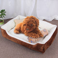 Dog Bone Pattern Big Soft Warm Kennel Pet Dog Cat Mat Blanket, with Blanket Size: L, 80×60×15cm (Brown White)