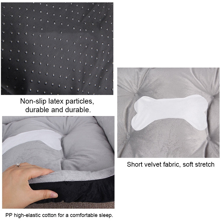 Dog Bone Pattern Big Soft Warm Kennel Pet Dog Cat Mat Blanket, with Blanket Size: M, 70×50×15cm (Grey White)