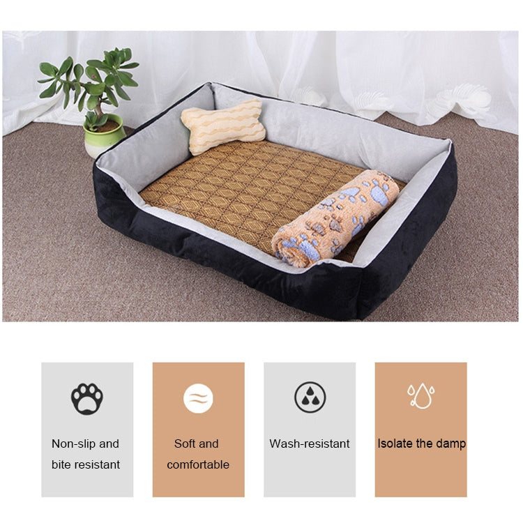 Dog Bone Pattern Big Soft Warm Kennel Pet Dog Cat Mat Blanket, with Blanket Size: M, 70×50×15cm (Light Grey)