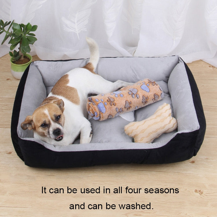 Dog Bone Pattern Big Soft Warm Kennel Pet Dog Cat Mat Blanket, with Blanket Size: M, 70×50×15cm (Light Grey)