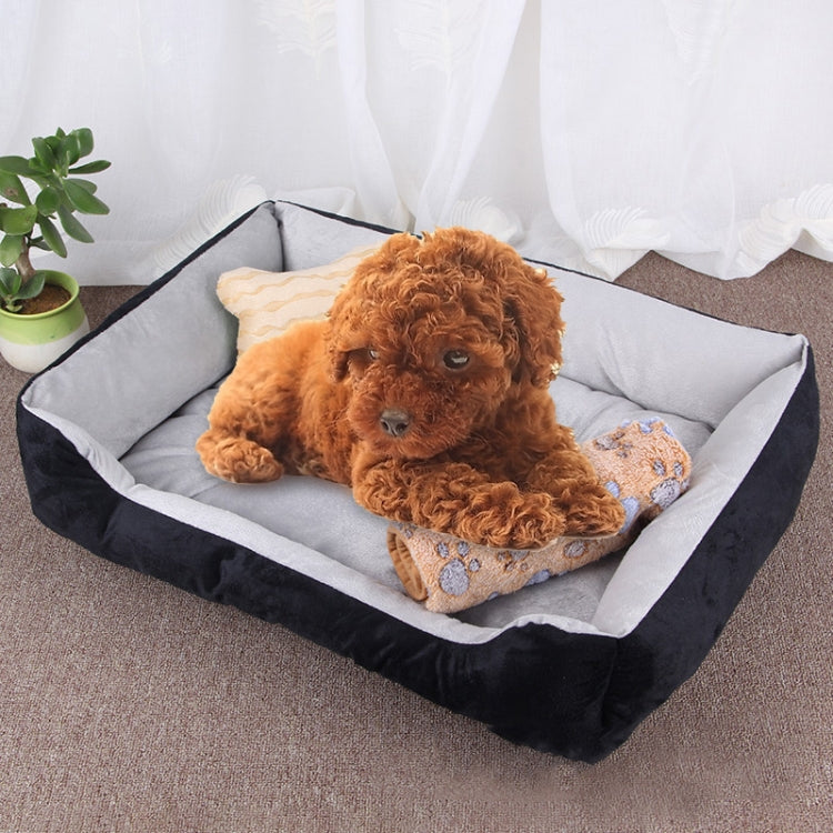 Dog Bone Pattern Big Soft Warm Kennel Pet Dog Cat Mat Blanket, with Blanket Size: S, 60×45×15cm (Black Grey)