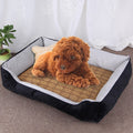 Dog Bone Pattern Big Soft Warm Kennel Pet Dog Cat Mat Blanket, with Rattan Mat Size: M, 70×50×15cm (Black Grey)