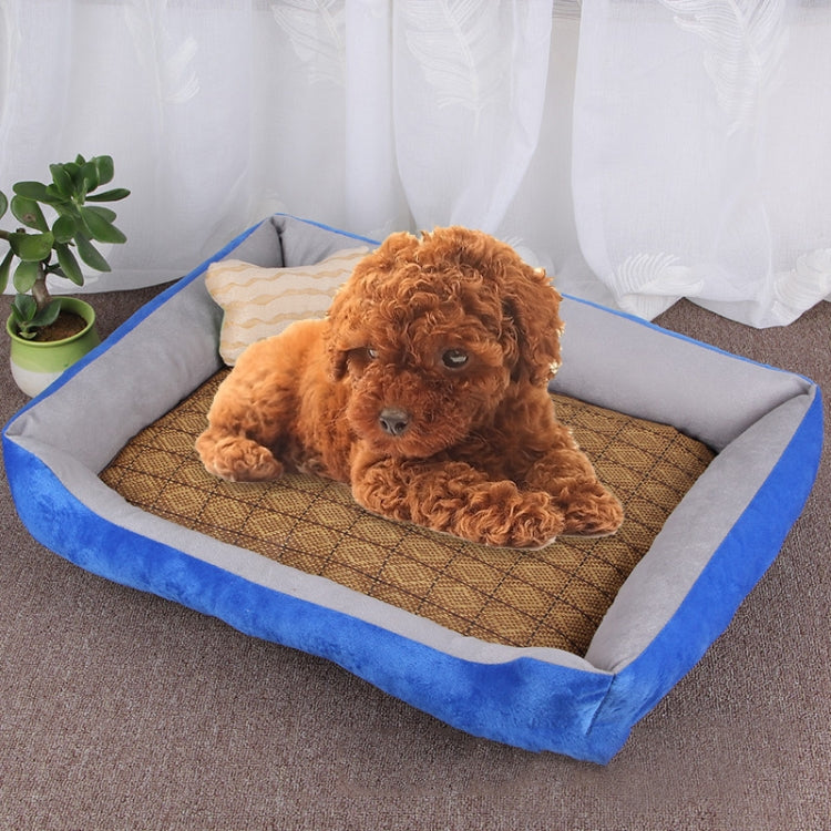 Dog Bone Pattern Big Soft Warm Kennel Pet Dog Cat Mat Blanket, with Rattan Mat Size: M, 70×50×15cm (Light Grey)