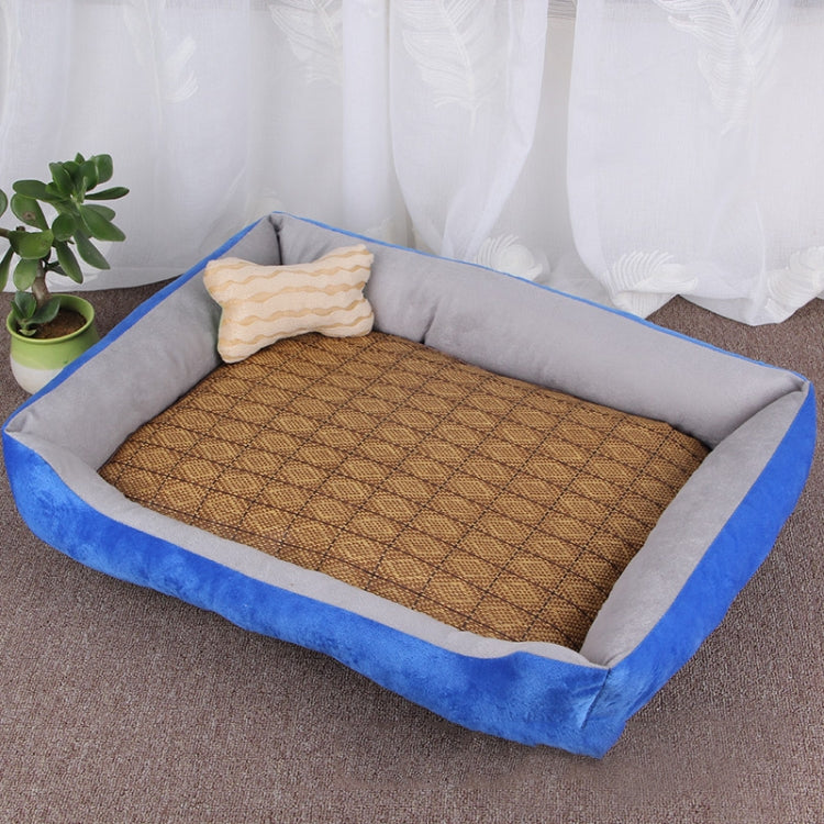 Dog Bone Pattern Big Soft Warm Kennel Pet Dog Cat Mat Blanket, with Rattan Mat Size: XS, 50×40×15cm (Light Grey)