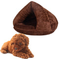 Triangular Cat Kennel Warm Thicken Mongolian Yurt Pet Dogs Cats House Size: M, 40×40×30cm (Dark Coffee)