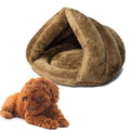 Triangular Cat Kennel Warm Thicken Mongolian Yurt Pet Dogs Cats House Size: M, 40×40×30cm (Brown)