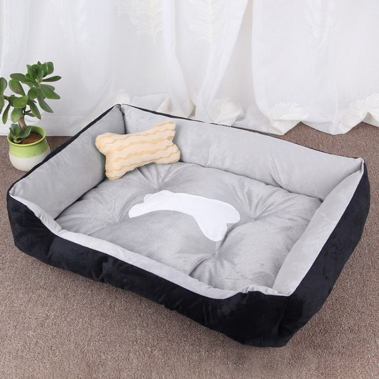 Dog Bone Pattern Big Soft Warm Kennel Pet Dog Cat Mat Blanket, Size: XXS, 45×30×15cm (Black Grey)