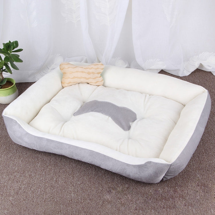 Dog Bone Pattern Big Soft Warm Kennel Pet Dog Cat Mat Blanket, Size: XL, 90×70×15cm(Grey White)
