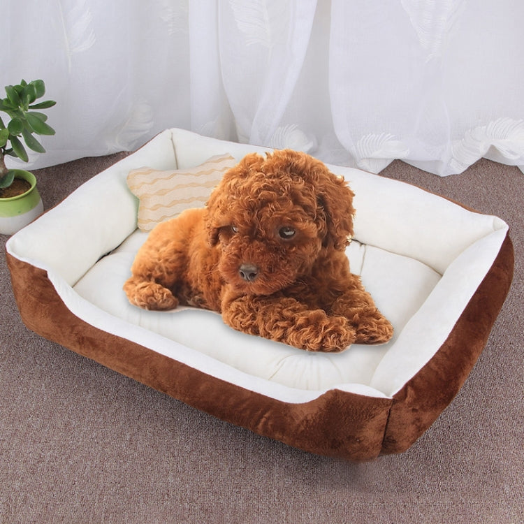 Dog Bone Pattern Big Soft Warm Kennel Pet Dog Cat Mat Blanket, Size: XL, 90×70×15cm(Brown White)