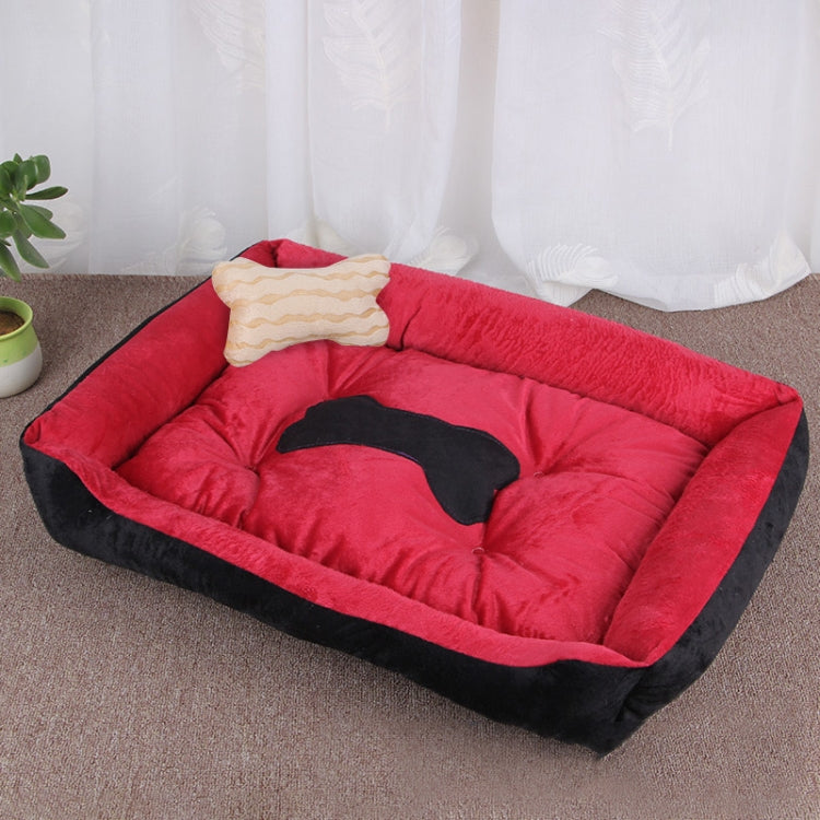 Dog Bone Pattern Big Soft Warm Kennel Pet Dog Cat Mat Blanket, Size: M, 70×50×15cm(Black Red)