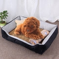 Dog Bone Pattern Big Soft Warm Kennel Pet Dog Cat Mat Blanket, with Rattan Mat & Blanket Size: L, 80×60×15cm(Black Grey)