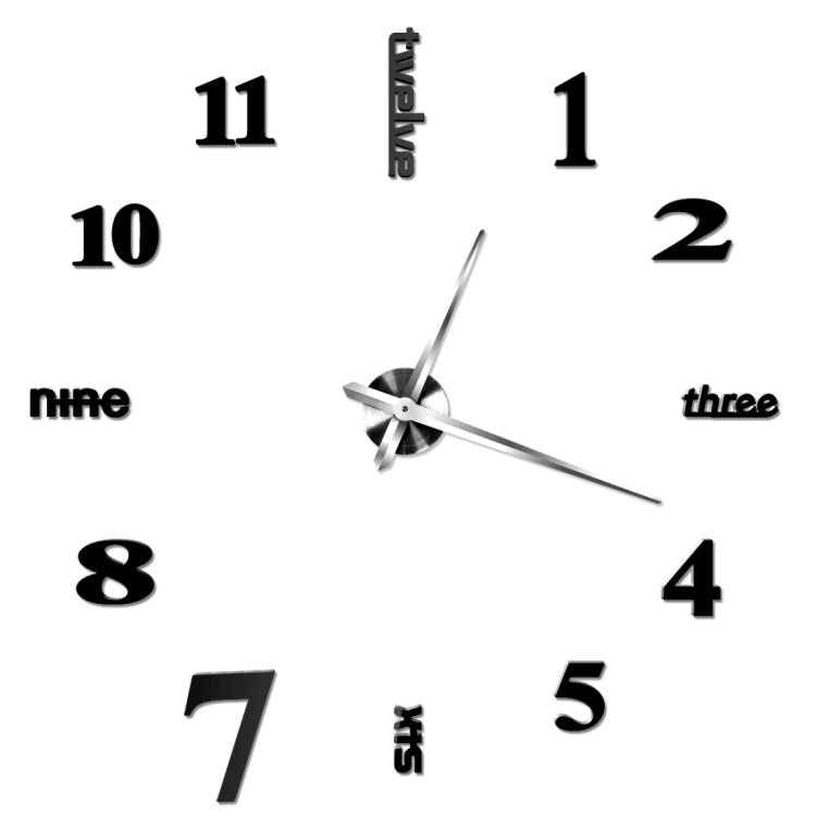 Creative 3D Mirror DIY Wall Sticker Clock, Size: 120*120cm(Black)