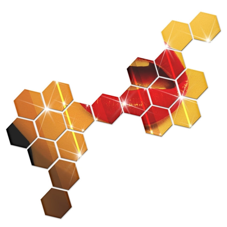 12 PCS 3D Hexagonal Mirror Wall Stickers Set, Size: 4*4cm(Gold)