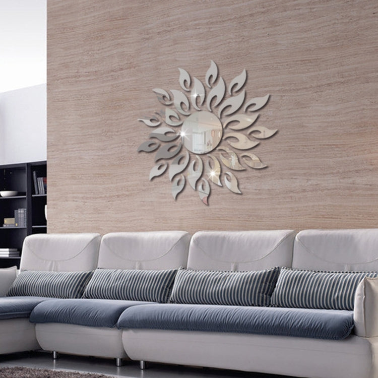 Sunflower Mirror Wall Sticker Bedroom Living Room Decoration Wall Stickers(Silver)