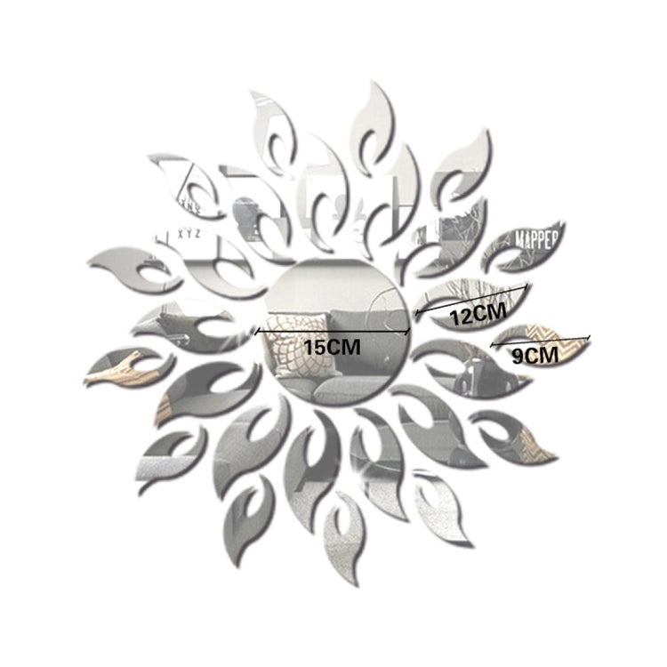 Sunflower Mirror Wall Sticker Bedroom Living Room Decoration Wall Stickers(Silver)