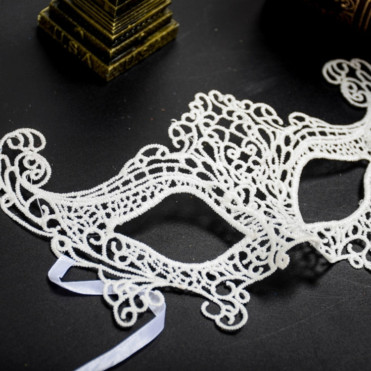 Halloween Masquerade Party Dance Sexy Lady Lace Fox Mask(White)