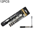 12 in 1 1/4 Interface Ratchet Wrench Set Car Repair Combination Hardware Toolbox
