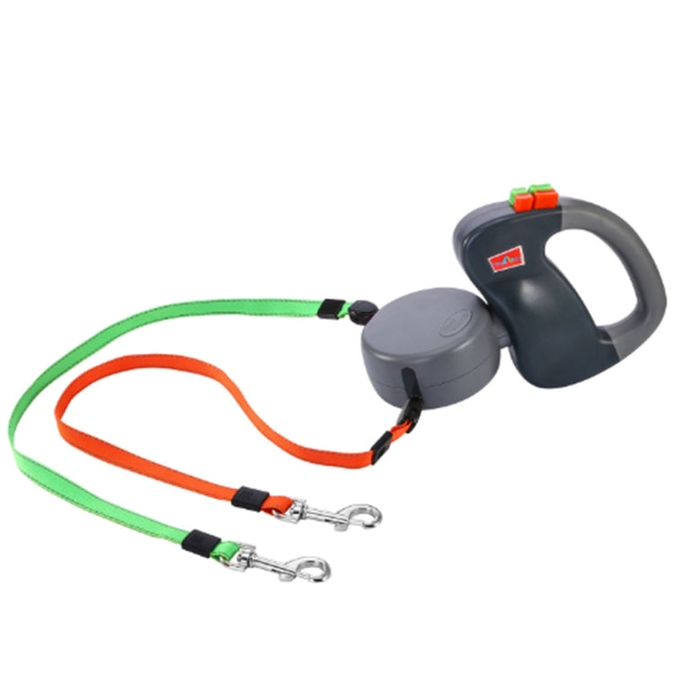 Two-headed Creative Automatic Retractable Pet Traction Rope (Grey)