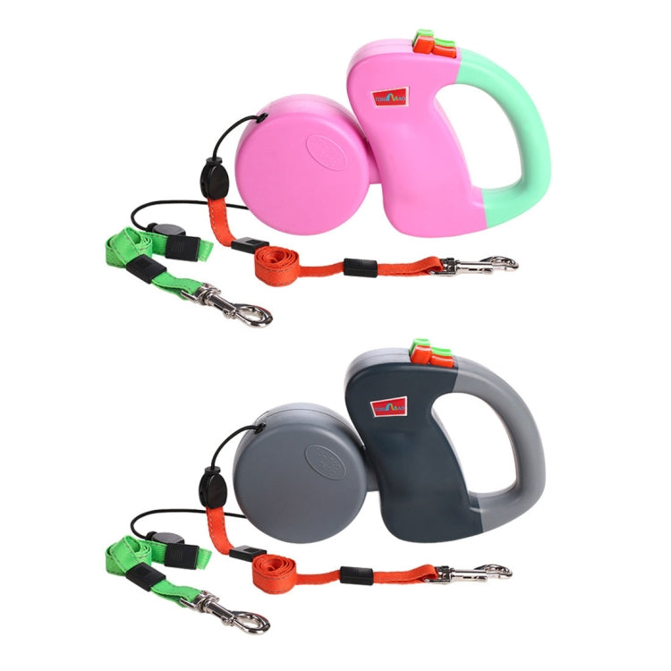 Two-headed Creative Automatic Retractable Pet Traction Rope (Grey)