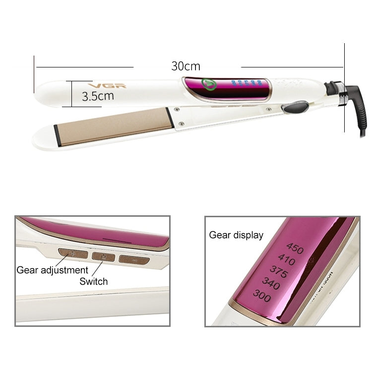 VGR V-509 35W 5 Gears AdjustableHair Straightening Curling Iron Dual-use, Plug Type: EU Plug(White)