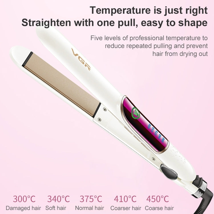 VGR V-509 35W 5 Gears AdjustableHair Straightening Curling Iron Dual-use, Plug Type: EU Plug(White)