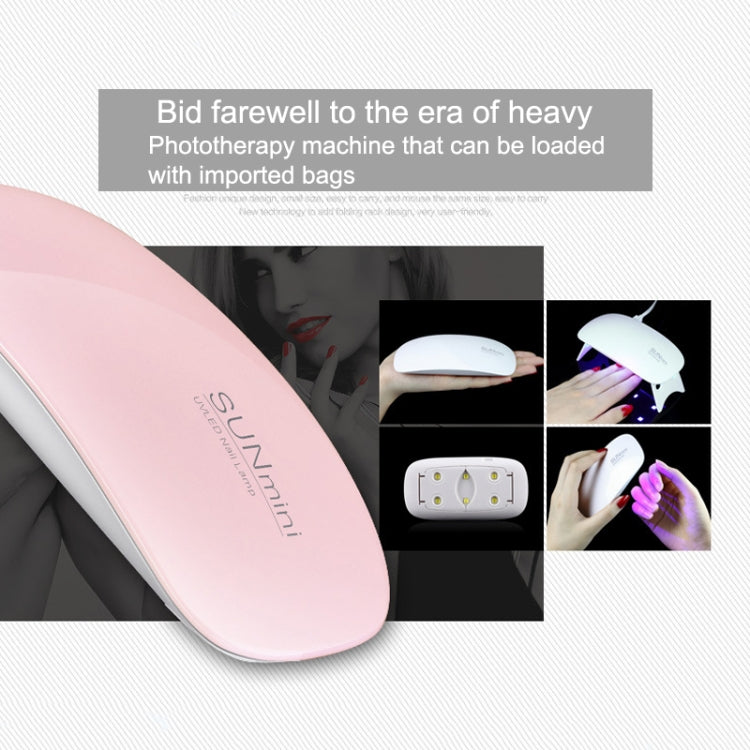 SUN mini 2 6W UV + LED USB Nail Lamp Fingernail Gel Curing Dryer(Pink)