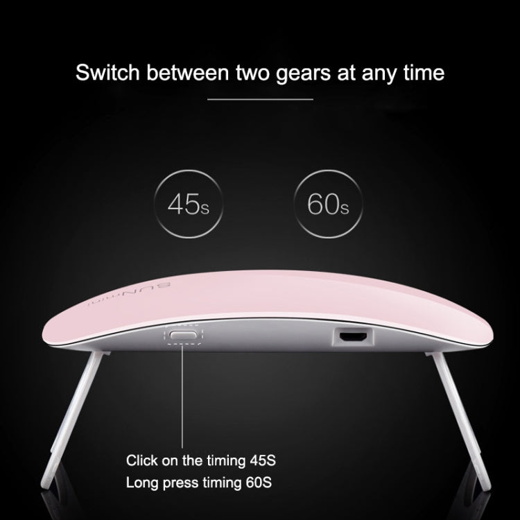 SUN mini 2 6W UV + LED USB Nail Lamp Fingernail Gel Curing Dryer(Pink)