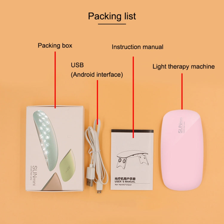 SUN mini 2 6W UV + LED USB Nail Lamp Fingernail Gel Curing Dryer(Pink)
