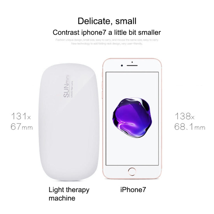SUN mini 2 6W UV + LED USB Nail Lamp Fingernail Gel Curing Dryer(White)