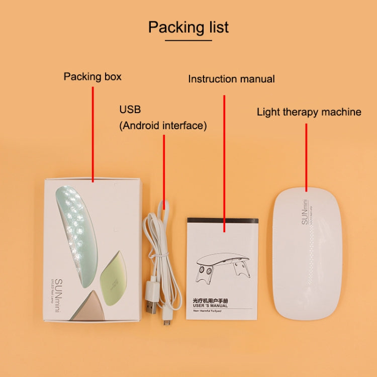 SUN mini 2 6W UV + LED USB Nail Lamp Fingernail Gel Curing Dryer(White)