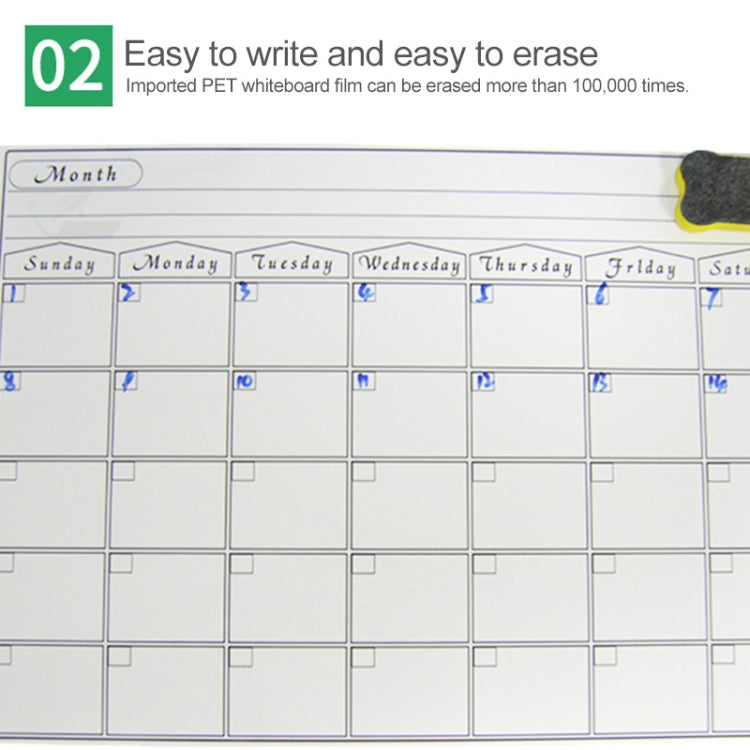 Magnetic Monthly Planner Refrigerator Magnet PET Magnetic Soft Whiteboard, Size: 29.7cm x 42cm (Black)