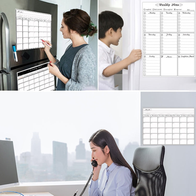 Magnetic Weekly Plan Refrigerator Magnet PET Magnetic Soft Whiteboard, Size: 29.7cm x 42cm (Black)